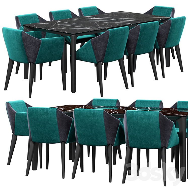 Bontempi Sveva chairs and Versus table 3DS Max - thumbnail 1