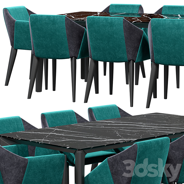 Bontempi Sveva chairs and Versus table 3DS Max - thumbnail 2