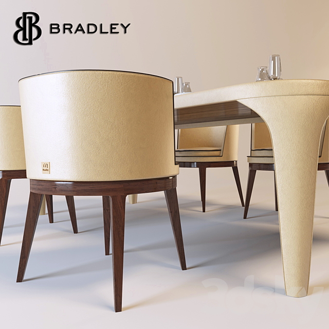 Bradley dining table with Baron chairs 3DS Max Model - thumbnail 2