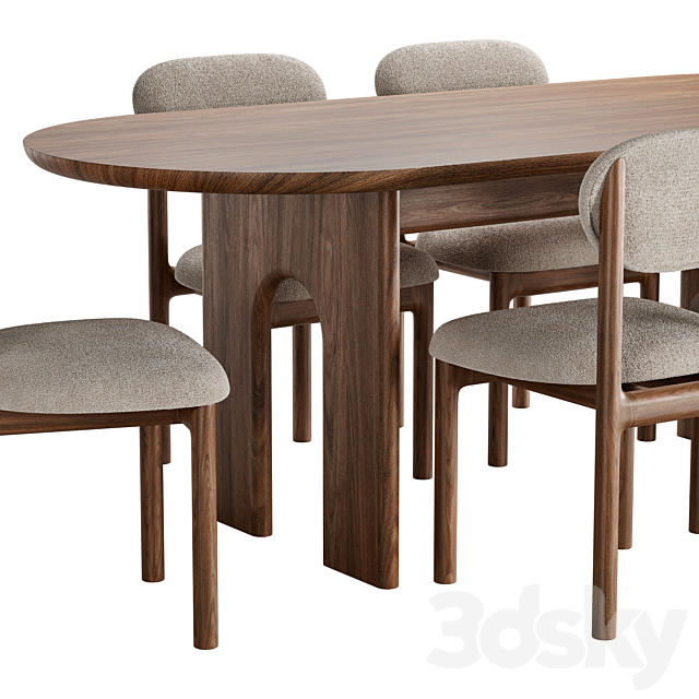 Bult table and chair 3DS Max Model - thumbnail 2