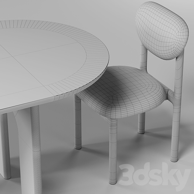 Bult table and chair 3DS Max Model - thumbnail 5