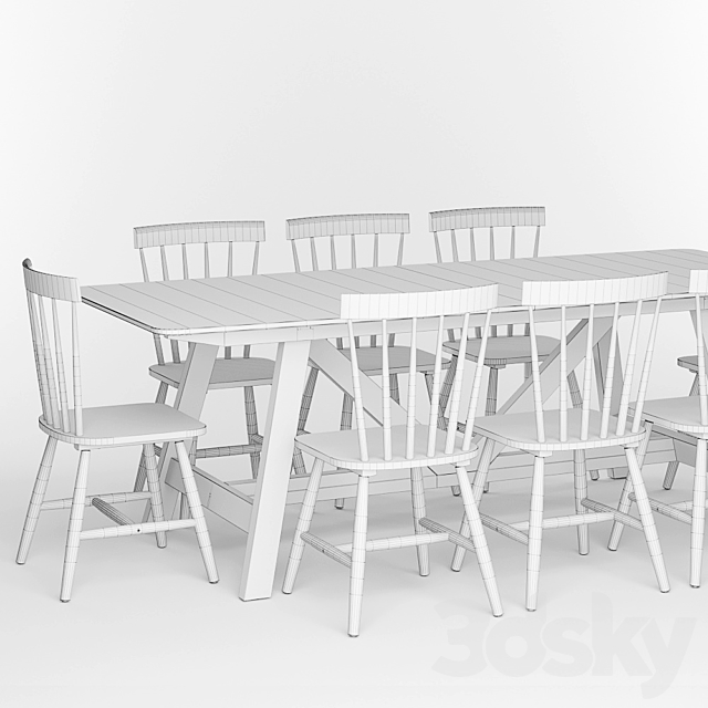 Buondi table and JIMI chairs 3DS Max Model - thumbnail 2