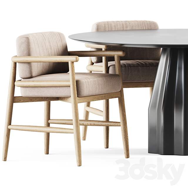 Burin Table D150 by Viccarbe and Armchair Teresina by Meridiani 3DSMax File - thumbnail 3