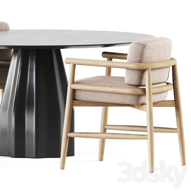 Burin Table D150 by Viccarbe and Armchair Teresina by Meridiani 3DSMax File - thumbnail 5