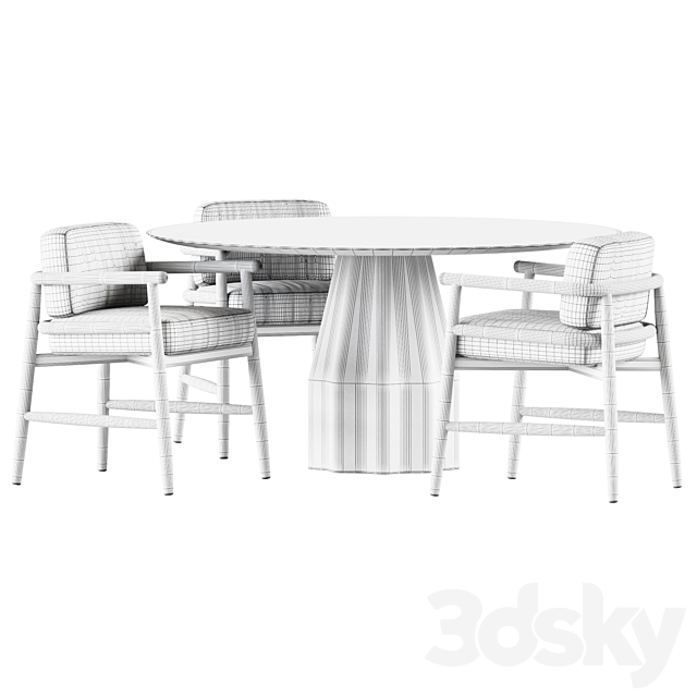 Burin Table D150 by Viccarbe and Armchair Teresina by Meridiani 3DSMax File - thumbnail 6