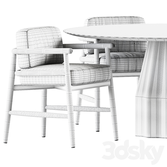 Burin Table D150 by Viccarbe and Armchair Teresina by Meridiani 3DSMax File - thumbnail 7