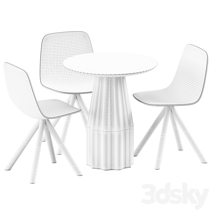 Burin Table D70 and Maarten Plastic Chair by Viccarbe 3DS Max Model - thumbnail 2