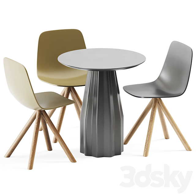 Burin Table D70 and Maarten Plastic Chair by Viccarbe 3DSMax File - thumbnail 1