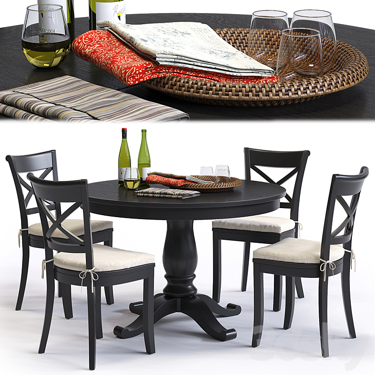 C & B Vintner Chair and Avalon Table 3DS Max - thumbnail 1