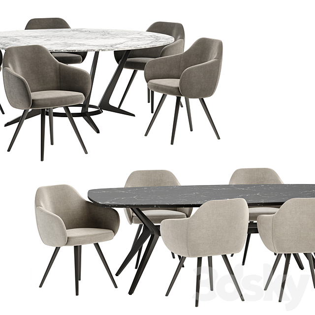 cadira dinning set 3DS Max Model - thumbnail 2