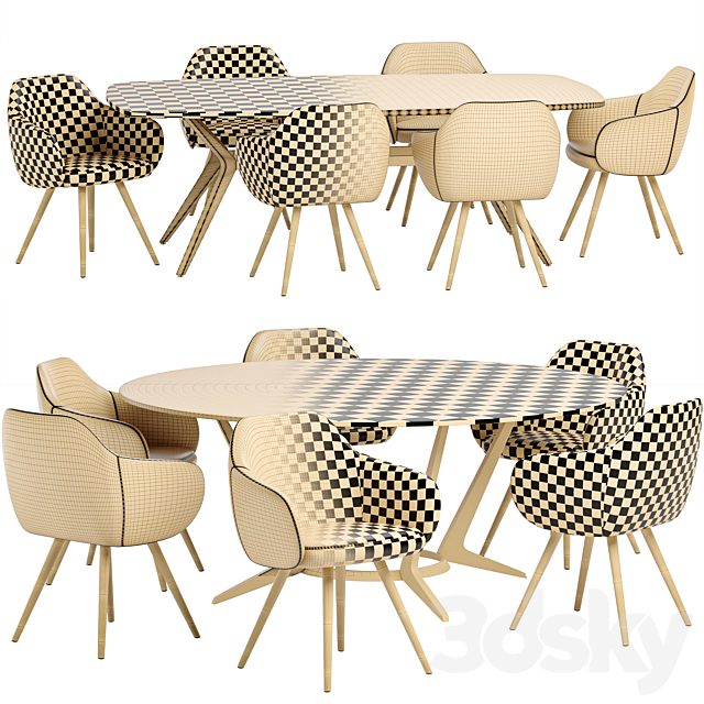 cadira dinning set 3DS Max Model - thumbnail 4