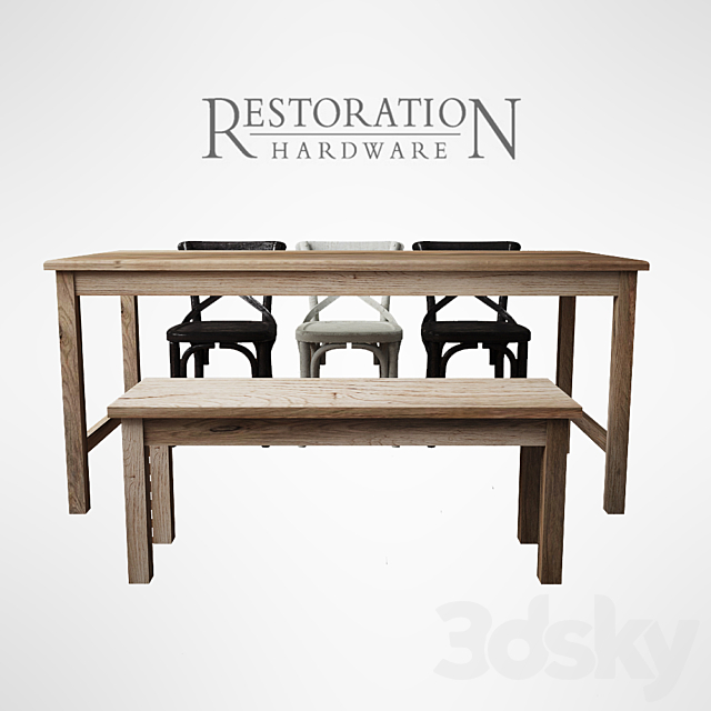 cafe rectangular play table 3DSMax File - thumbnail 2