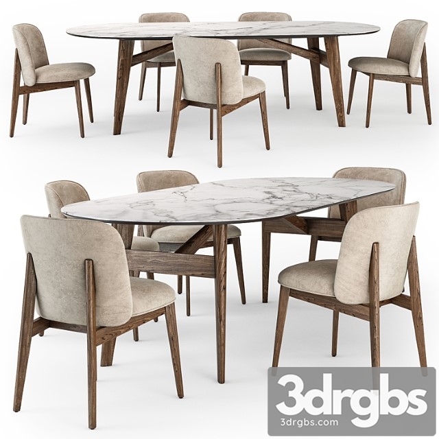 Calligaris abrey elliptical table wood chair - thumbnail 1