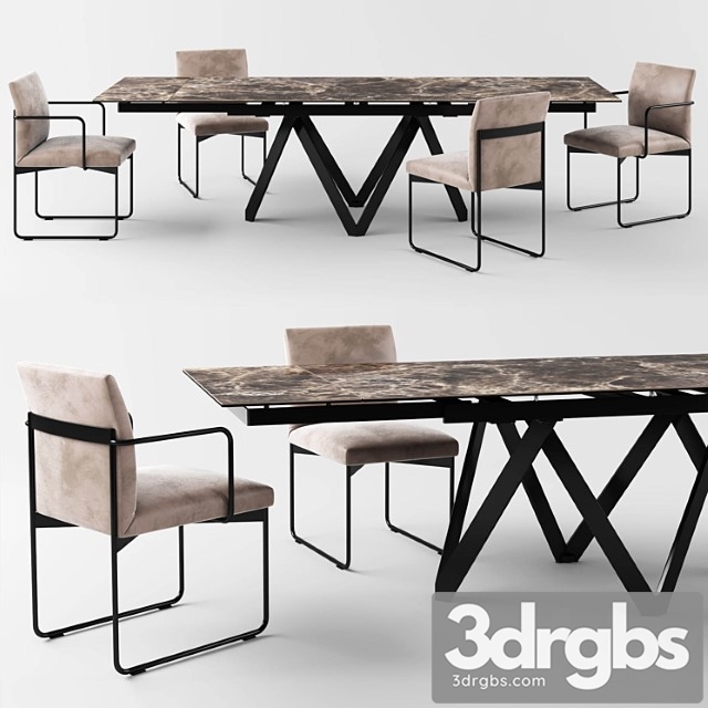 Calligaris Cartesio Extendable Table Gala Chair 3dsmax Download - thumbnail 1