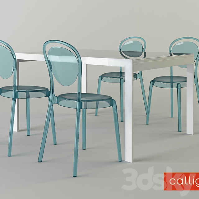 Calligaris chair parisien and table key 3DSMax File - thumbnail 1