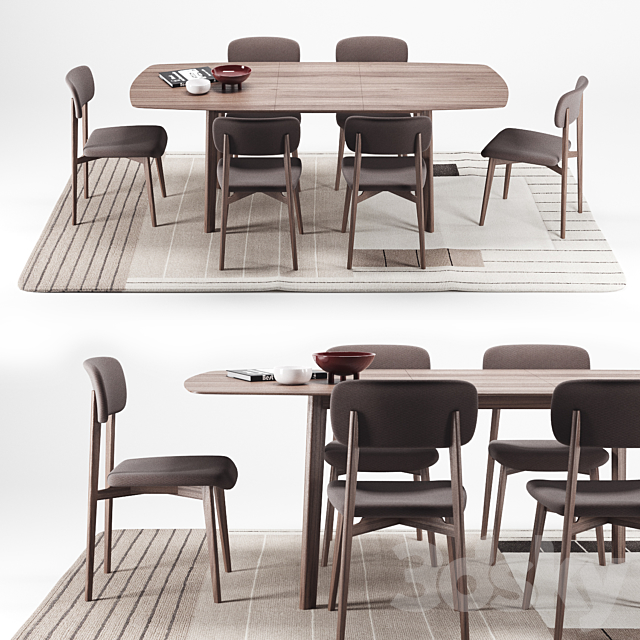 Calligaris Cream Table + Stockholm Chair 3DSMax File - thumbnail 1