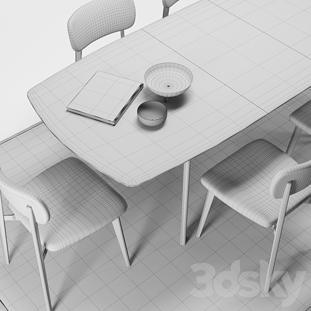 Calligaris Cream Table + Stockholm Chair 3DSMax File - thumbnail 2