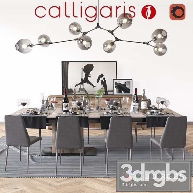 Calligaris Dining Set 3dsmax Download - thumbnail 1