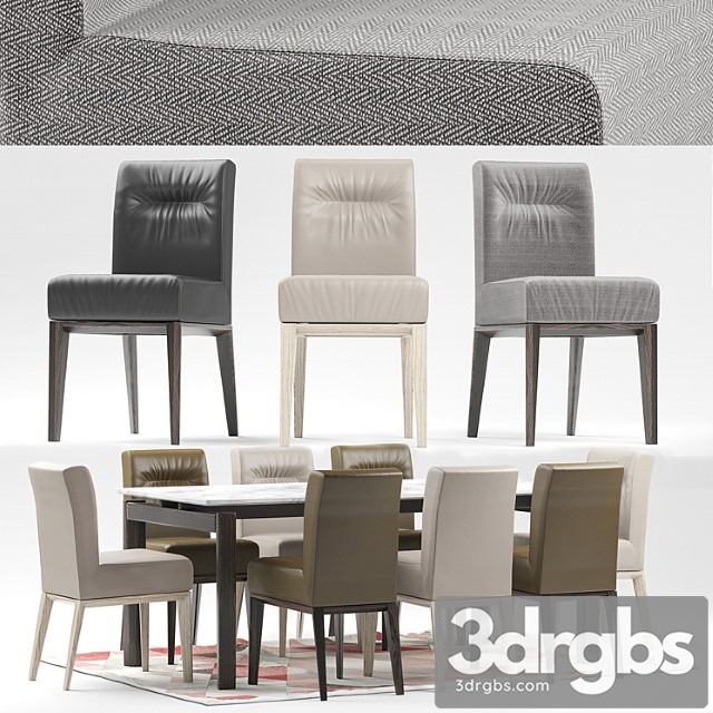 Calligaris esteso wood table and calligaris tosca chairs 2 3dsmax Download - thumbnail 1