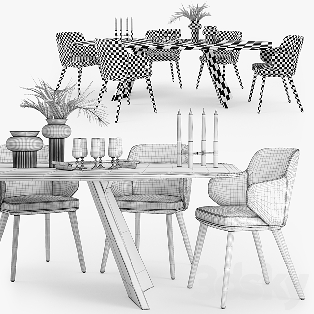 Calligaris Foyer armchair Icaro table set01 3DSMax File - thumbnail 3