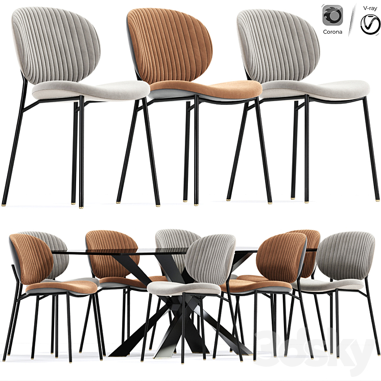 Calligaris Ines Dining Chair Table 3DS Max Model - thumbnail 3