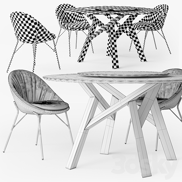 Calligaris Jungle round table Lilly chair set 3DS Max Model - thumbnail 3