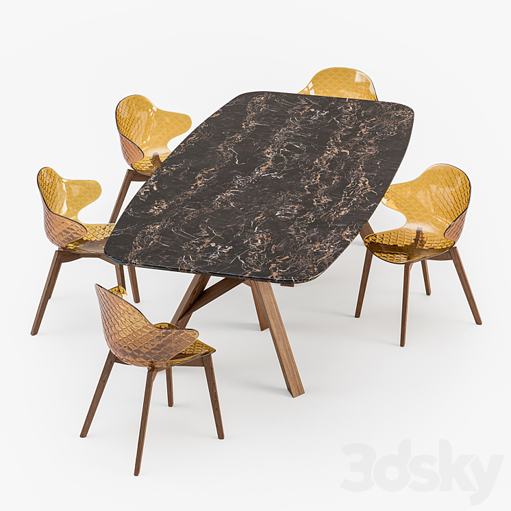 Calligaris Jungle table Saint Tropez wood chair 3DS Max - thumbnail 2