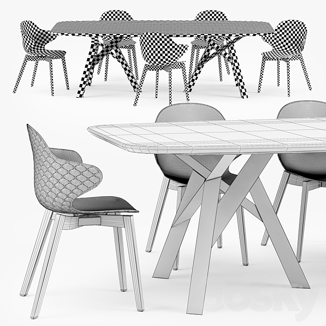 Calligaris Jungle table Saint Tropez wood chair 3DSMax File - thumbnail 3