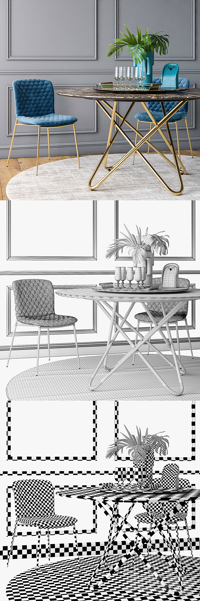 Calligaris Love chair Stellar table set 3DSMax File - thumbnail 3