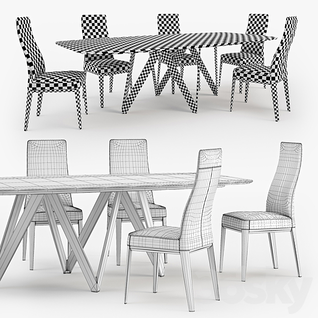 Calligaris Margot chair Cartesio table 3DSMax File - thumbnail 3