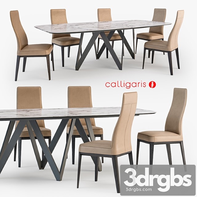 Calligaris margot chair cartesio table - thumbnail 1