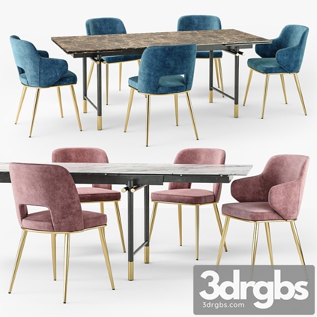 Calligaris monogram table foyer chair set 2 3dsmax Download - thumbnail 1