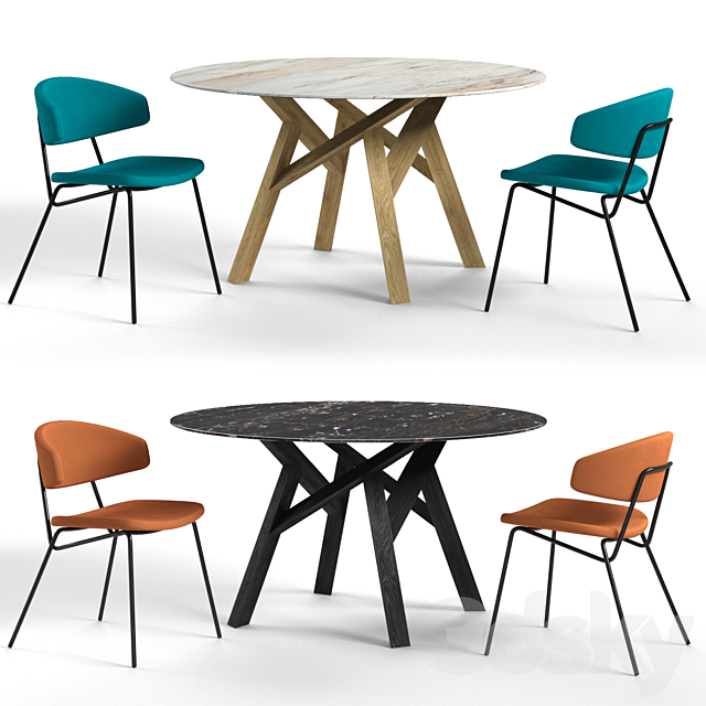 Calligaris sophia chair and jungle table 3DSMax File - thumbnail 1