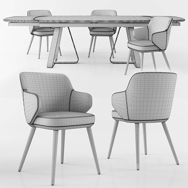 Calligaris Sunshine Tavalo table_Foyer chair 3DS Max Model - thumbnail 5