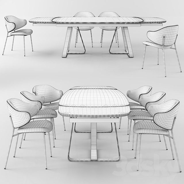 Calligaris Sunshine Tavalo table_Holly Chair 3DS Max Model - thumbnail 5