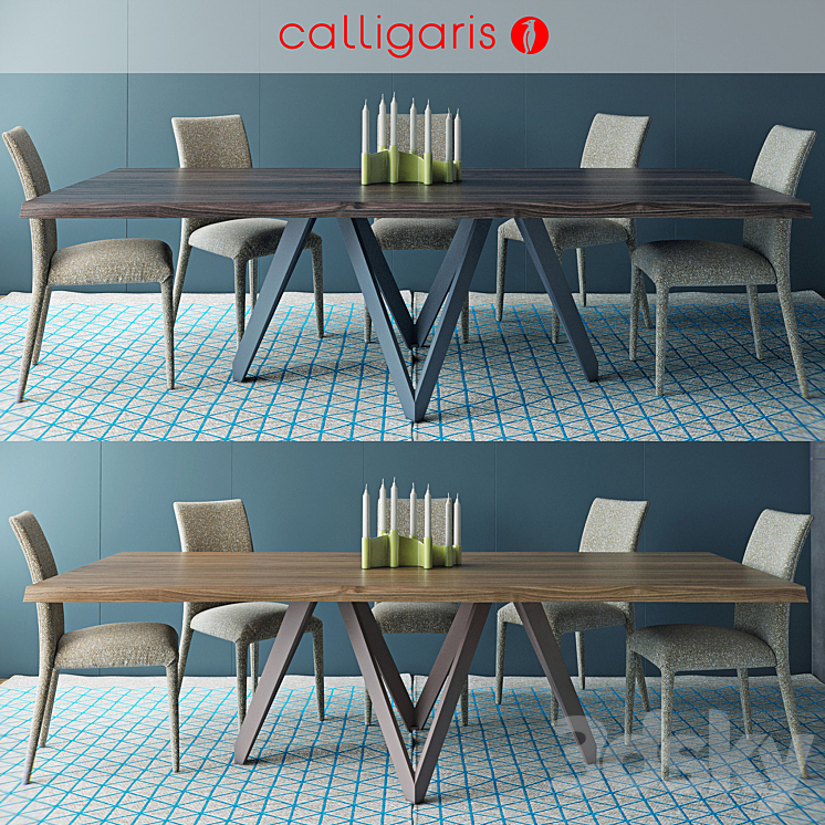 Calligaris table CARTESIO Table_ANÄIS Chair 3DS Max - thumbnail 1