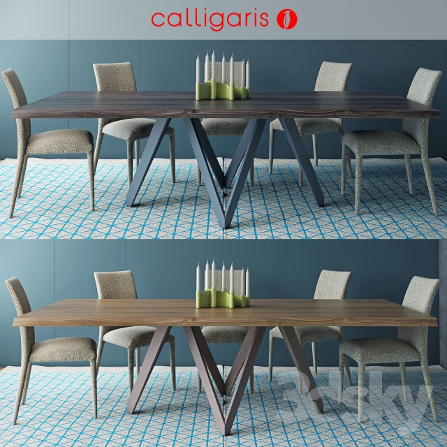 Calligaris table CARTESIO Table_ANÄIS Chair 3DS Max - thumbnail 3