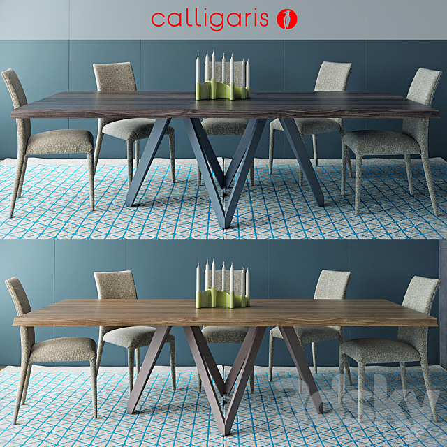 Calligaris table CARTESIO Table_ANÄIS Chair 3DSMax File - thumbnail 1