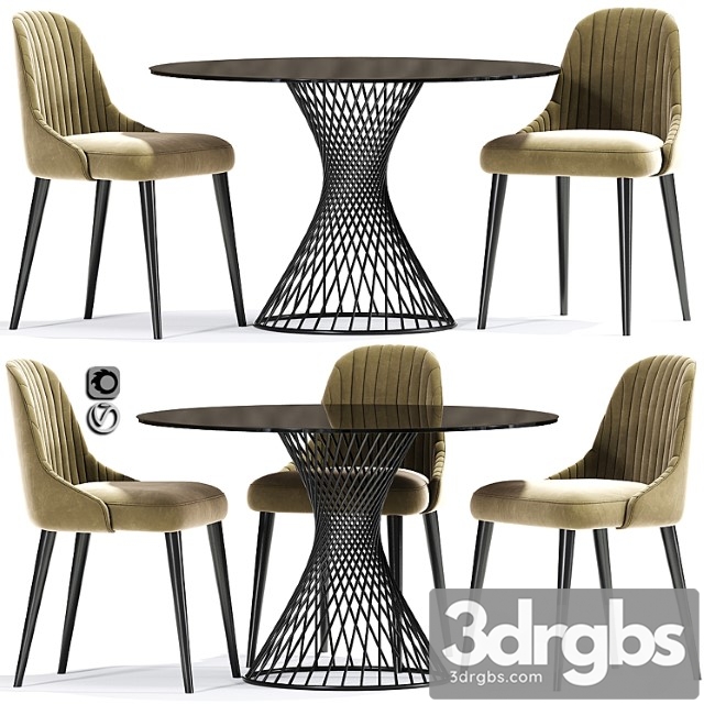 Calligaris vortex table and strip chair 2 3dsmax Download - thumbnail 1