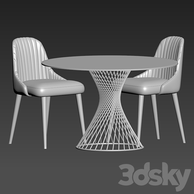 Calligaris Vortex Table And Strip Chair 3DS Max Model - thumbnail 2