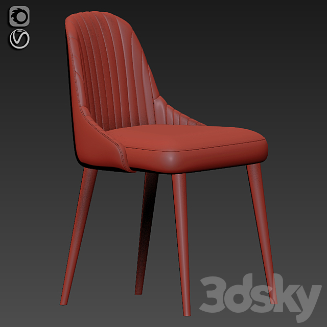 Calligaris Vortex Table And Strip Chair 3DS Max Model - thumbnail 3