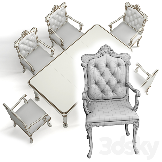 Camerin Capitonne Liberty Armchair and table 3DSMax File - thumbnail 3