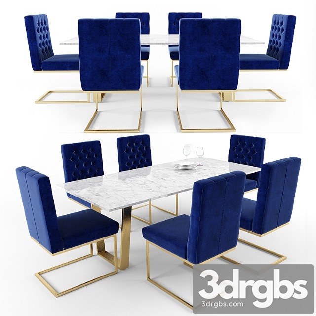 Cameron velvet dining chair 2 3dsmax Download - thumbnail 1