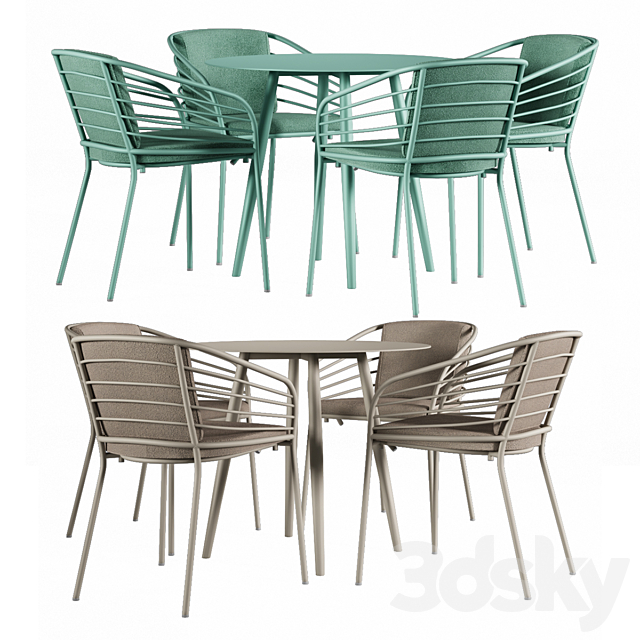 Cancún outdoor cafe table and chair set by BoConcept 3ds Max - thumbnail 1