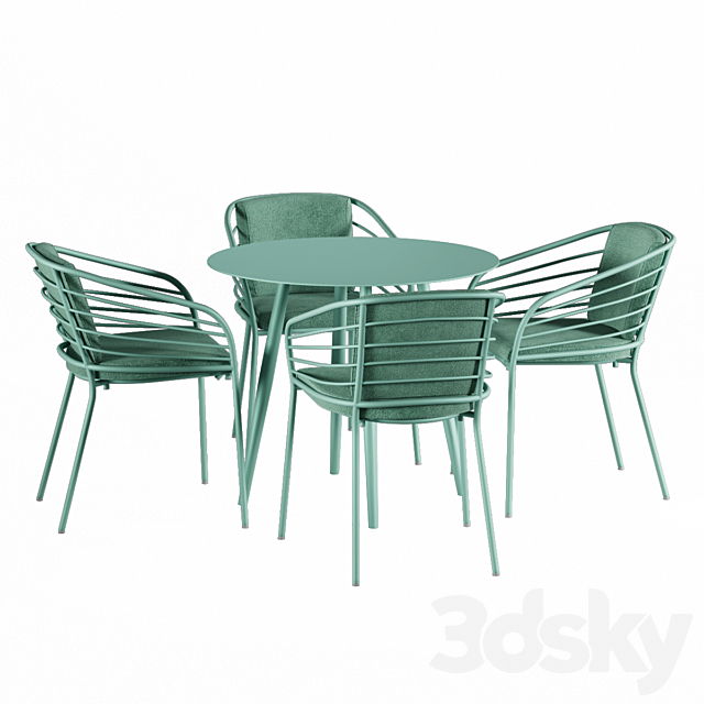 Cancún outdoor cafe table and chair set by BoConcept 3ds Max - thumbnail 2