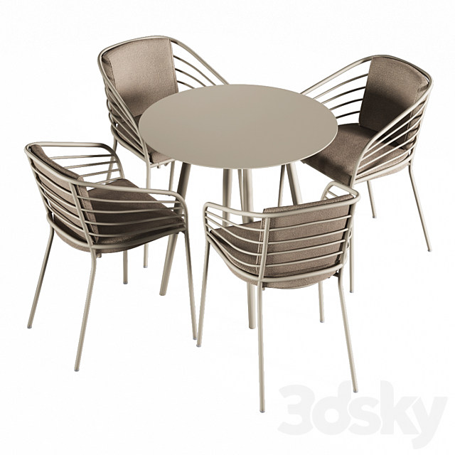 Cancún outdoor cafe table and chair set by BoConcept 3ds Max - thumbnail 3