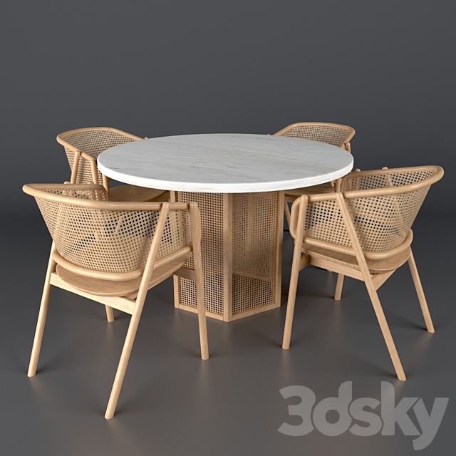 Cane armchair-01 with Atrium dining table 3DSMax File - thumbnail 2