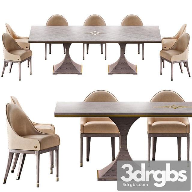 Cannes Montenapoleone Chairs and Royal Montenapoleone Tables 3dsmax Download - thumbnail 1