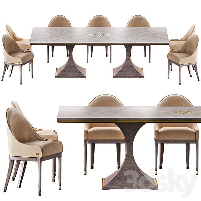 CANNES Montenapoleone Chairs and ROYAL Montenapoleone Tables 3DSMax File - thumbnail 1