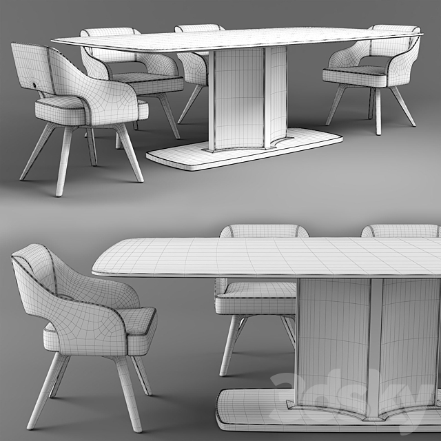 Cantori VOYAGE Rectangular table_ADRIA Velvet chair 3DSMax File - thumbnail 3